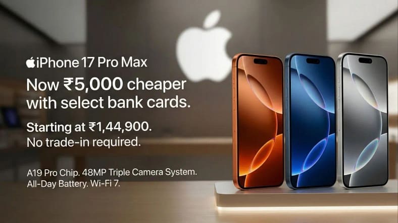 Apple’s iPhone 17 Pro Max is now cheaper by Rs 5,000 on the Apple Store An AI image that reflects Apple's iPhone 17 Pro Max is now cheaper by Rs 5,000 on the Apple Store.
