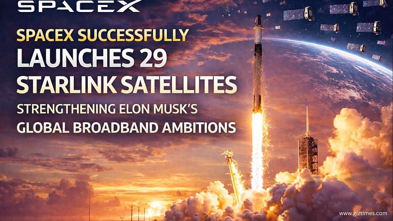 SpaceX Successfully Launches 29 Starlink Satellites, Strengthening Elon Musk’s Global Broadband Ambitions