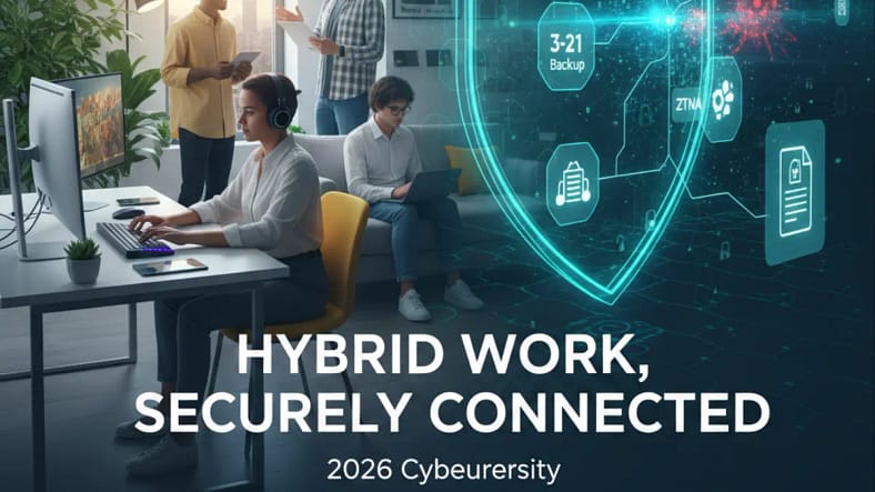 Essential Cybersecurity Tips for Secure Hybrid Working in 2026; See what Government Official and Google says An AI-generated image that reflects Cybersecurity Tips for Secure Hybrid Working in 2026