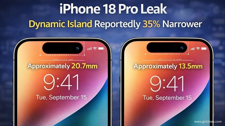 iPhone 18 Pro Leak: Dynamic Island Reportedly 35% Narrower iPhone 18 Pro Leak: Dynamic Island Reportedly 35% Narrower