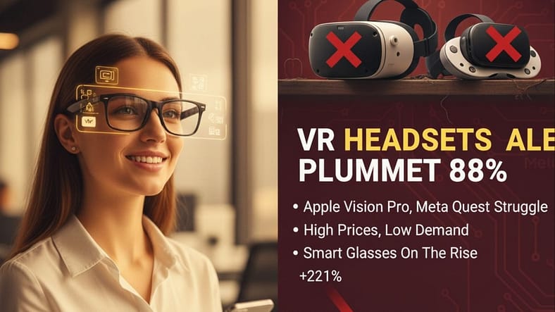 Apple and Meta’s VR Headsets Struggle as Sales Drop Sharply in 2025 An AI-Generated image that reflects Apple and Meta's VR Headsets Struggle as Sales Drop Sharply in 2025