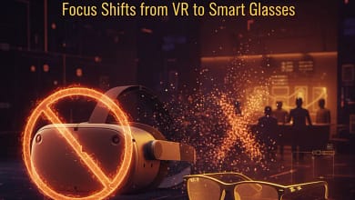 An AI image that reflects Meta announces plan to stop selling Quest headsets to businesses, discontinue multiple VR features.